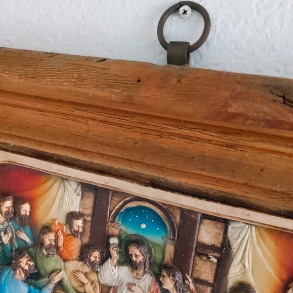 Vintage Authentic Wooden Last Supper Antique Frame - Picture 3 of 6